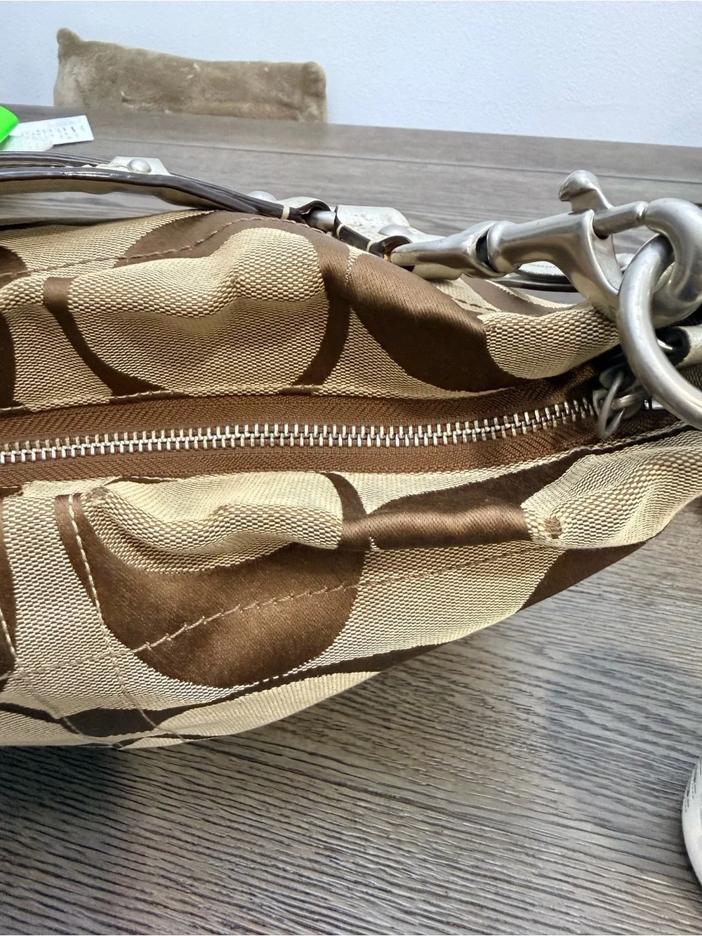 Coach Canvas Shoulder Bag in Brown and Tan Signature Print